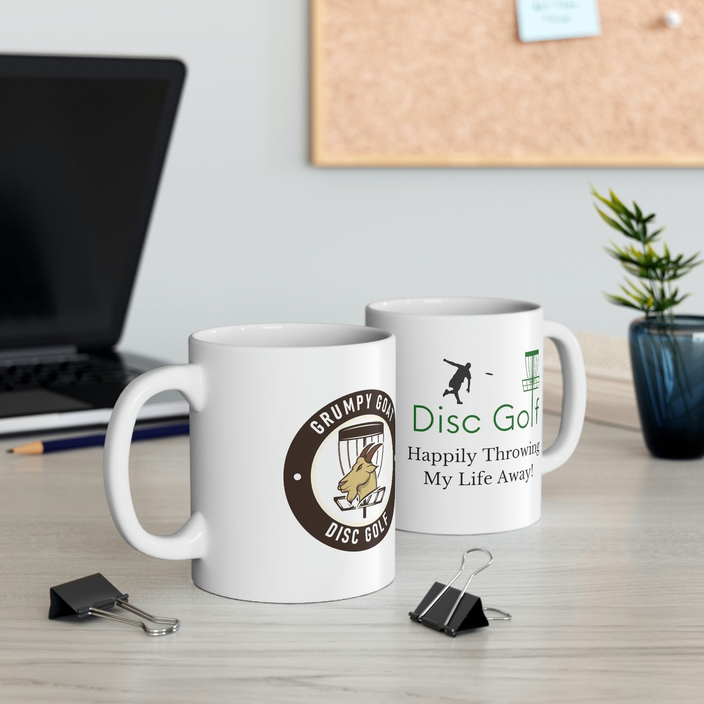 Happily Throwing Disc Golf Ceramic Mug 11oz